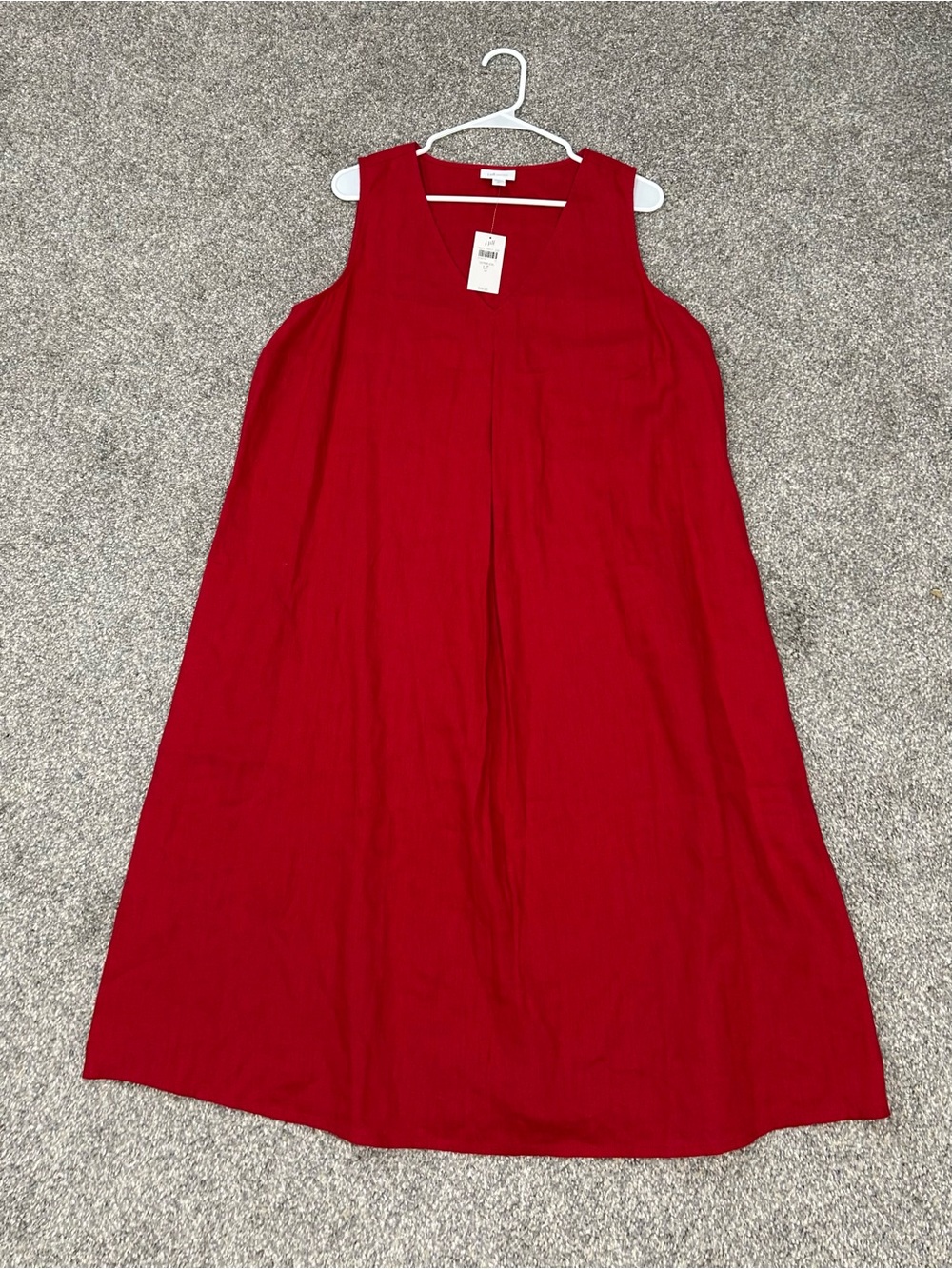 J. Jill Love Linen Vermilion Red V-Neck Midi Summer Shift Dress NWT Sz L Tall